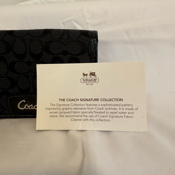 Coach Signature Black Wallet– Style F61482 Black Grey Multiple Card Slot Classic - Picture 3 of 10